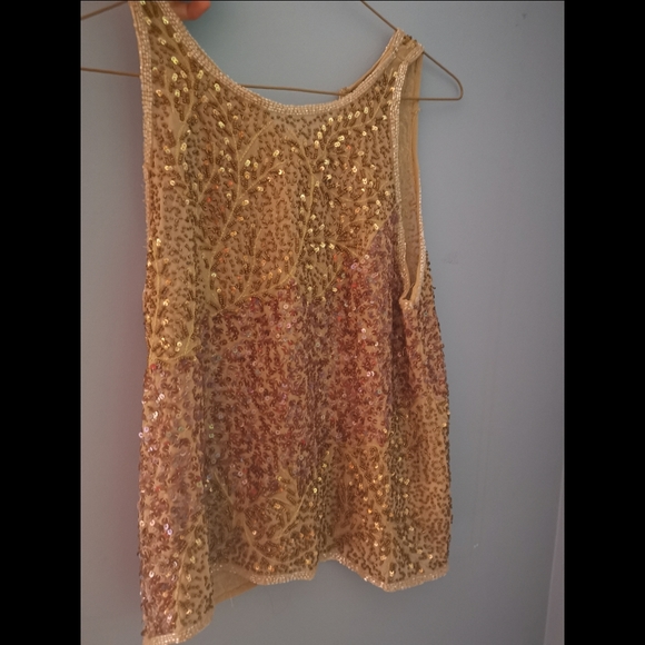 Gold and brown sequined top - Picture 3 of 3
